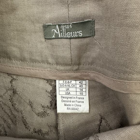 Ailleurs Womens Wrap Skirt Size 10 Taupe Gray Embroidered Floral A-Line - Picture 6 of 10